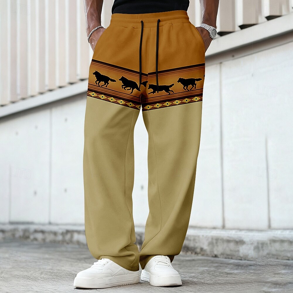 Herr Geometrisk Varg Indisk kultur Joggingbyxor Långbyxor Casual byxor Medium Midja Vintage retro Utomhus Jakt Träningspass Elastisk dragsko i midjan Raka byxor med fickor Vår Höst 3D-tryck Gul 2026 - $24.99 –P3