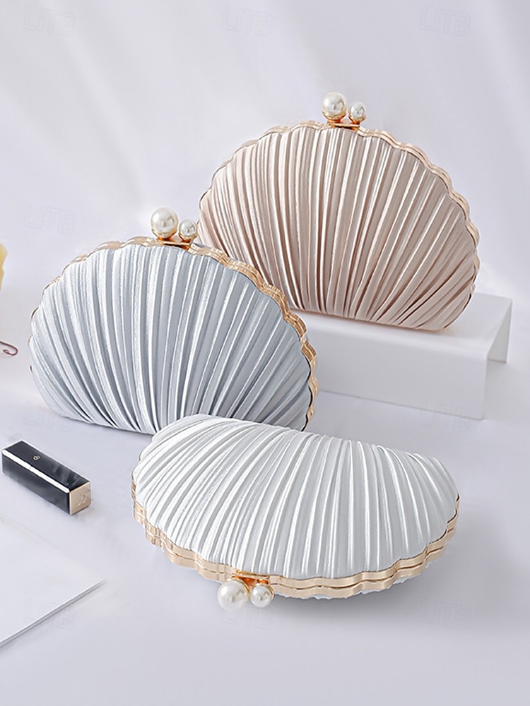 plisowana damska kopertówka z perłowym uchwytem – elegancka wieczorowa torebka, w wielu kolorach – idealna na wesela, imprezy i specjalne okazje 2026 - $29.99 –P6