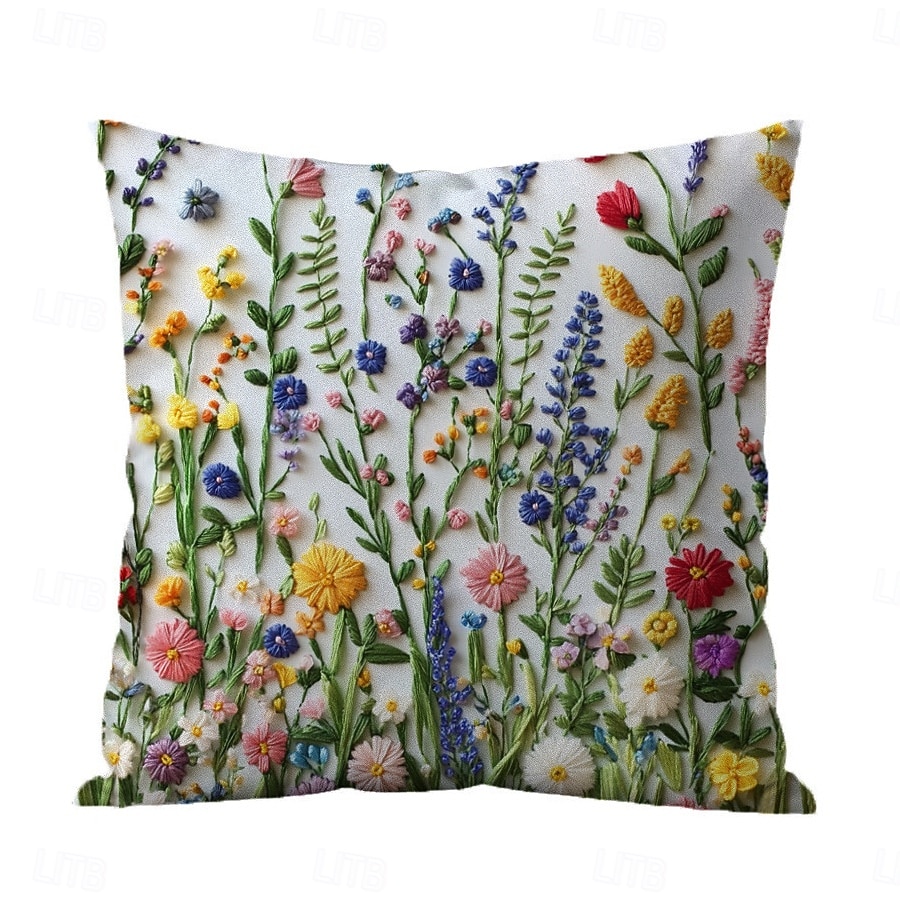 Floral Pattern Pillow Cover 2D Flat Print Soft Comfortable Cushion Case with Faux embroidery for Living Room Sofa Bedroom Home Decoration 2026 - $9.99 –P20
