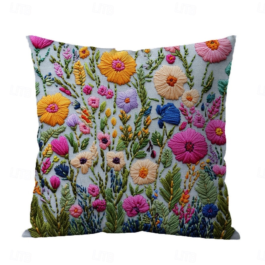 Floral Pattern Pillow Cover 2D Flat Print Soft Comfortable Cushion Case with Faux embroidery for Living Room Sofa Bedroom Home Decoration 2026 - $9.99 –P14