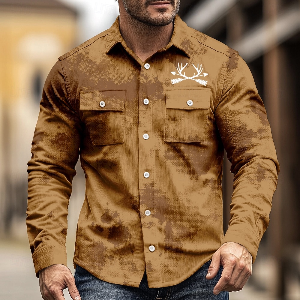 Per uomo Renna Arrow Camicia di Velluto a Coste Camicia Western Giacca camicia Manica Lunga Vintage Retrò All'aperto Abbigliamento da lavoro Autunno Inverno Collo ripiegato Stampa 3D Camicie da del 2026 a $31.99 –P1