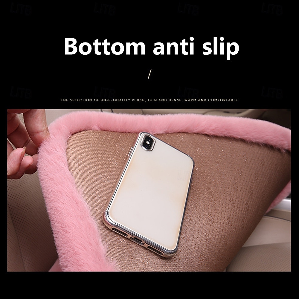 Подушка на сиденье автомобиля из разноцветного плюша с мехом кролика, теплая, зимняя, квадратная, из толстой шерсти, для водителя или второго пилота, универсальный чехол 2026 - $22.99 –P7