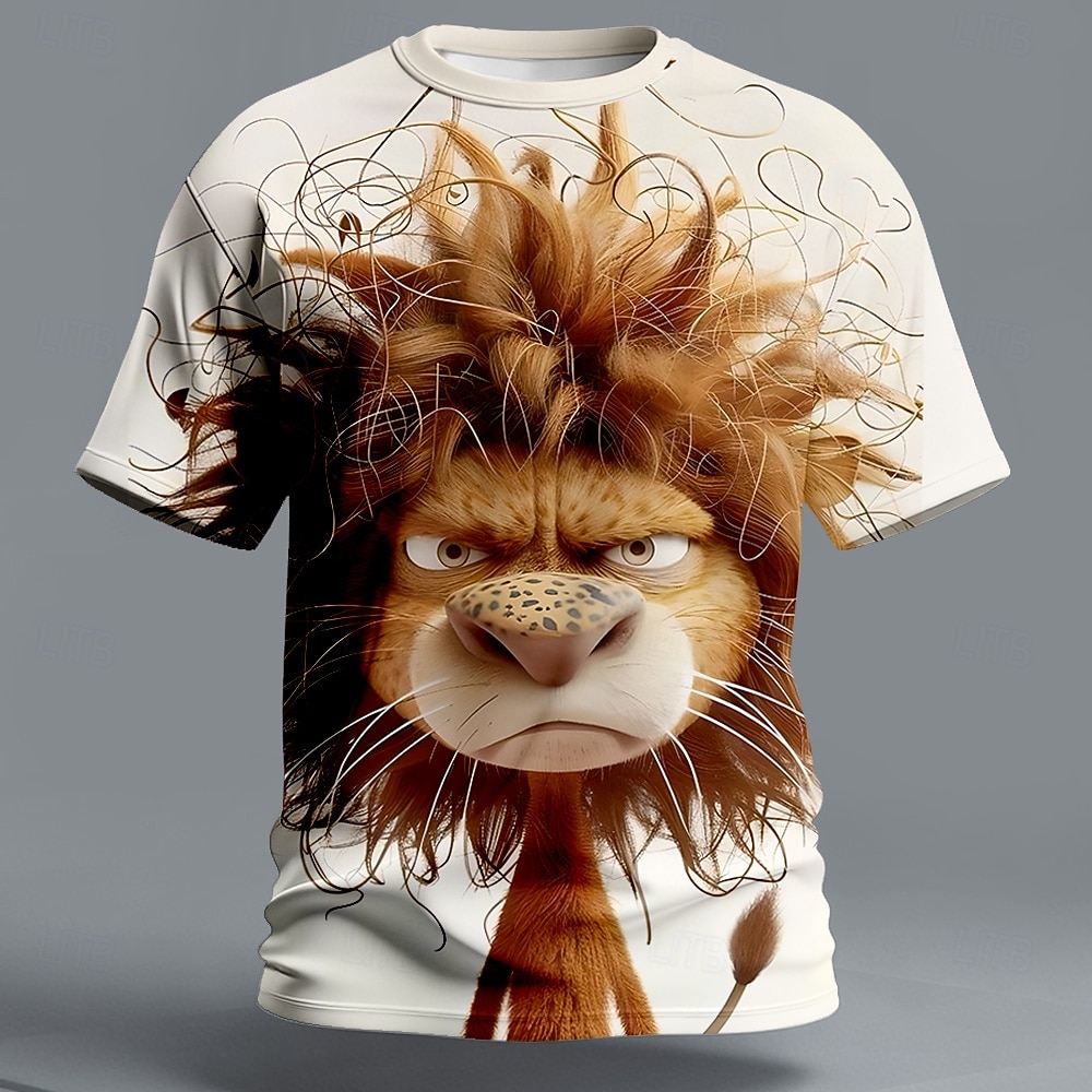 Bărbați Animal Leu Amuzant Morocănos Tricou Manșon scurt Tricou Tipărire 3D Stil Nautic Cămașă Exagerat Designer Petrecere Concediu Maro Vară Primăvară Îmbrăcăminte S M L XL XXL XXXL 2026 - $21.99 –P1