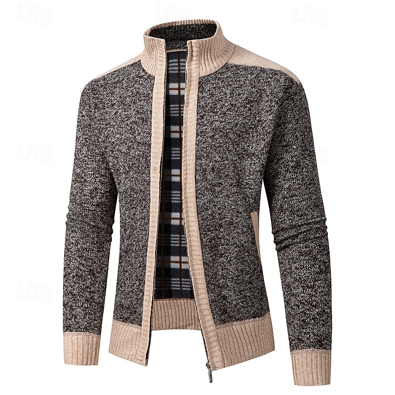 Herr Tröja Cardigan Tröja Blixtlåströja Ribbad Sticka Vanliga toppar Dragkedja Lappverk Slät Hög krage Semester Mode Ledigt Dagliga kläder Kläder Vår & Höst Höst vinter Blå Ljusgrå M L XL 2026 - $30.99 –P2