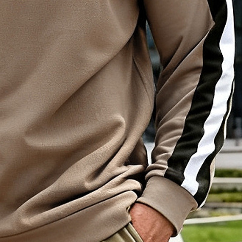 Voor heren Sweatshirt Trui met capuchon Stoppen Zwart Rood Marineblauw Khaki Grijs Strakke ronde hals Effen Lapwerk Kleurenblok Sport & Outdoor Casual Dagelijks Streetwear Stoer Sportkleding Alle 2026 - $24.99 –P8