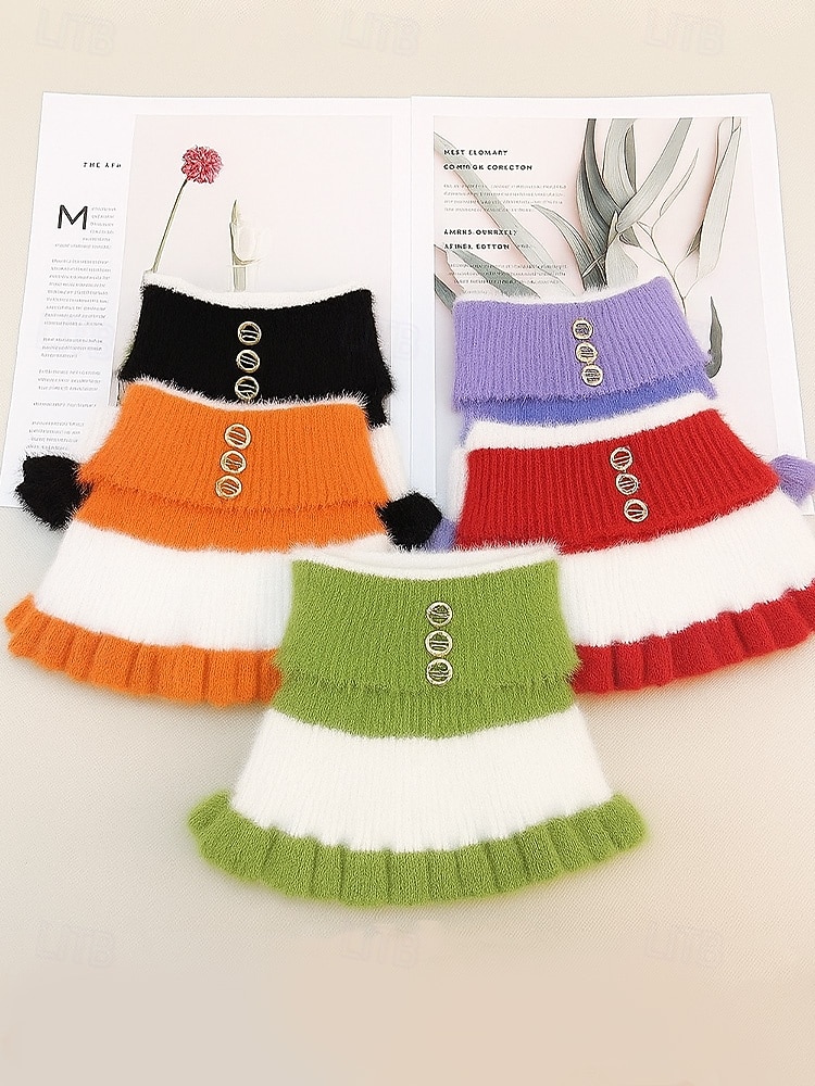 Cuello de punto navideño para mujer, suave y acogedor, con volantes, disponible en varios colores. Ideal para el invierno y las fiestas. 2026 - $9.99 –P3