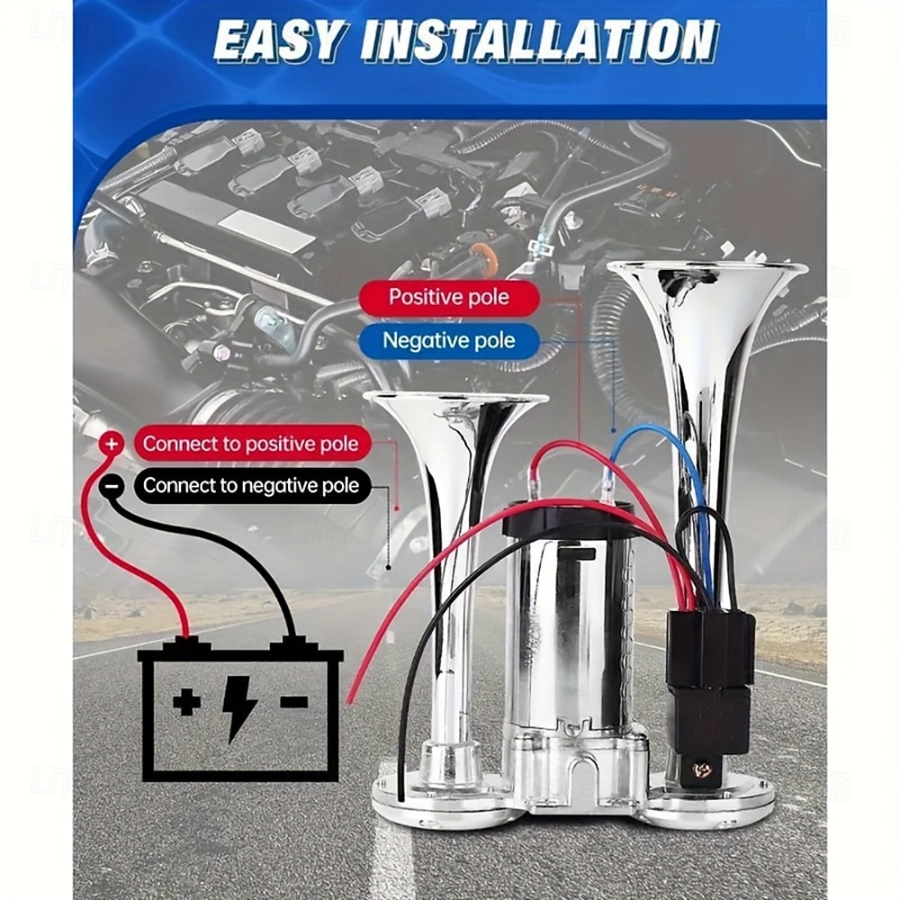 Train Model Whistle Super Loud Dual-tube Horn Air Horn Kit Dual-tube Horn with Air Compressor Suitable for Any 12V Vehicle Super Loud Car Horn Kit. Suitable for RVs SUVs Motorcycles Off-road Ve 2026 - $57.99 –P1
