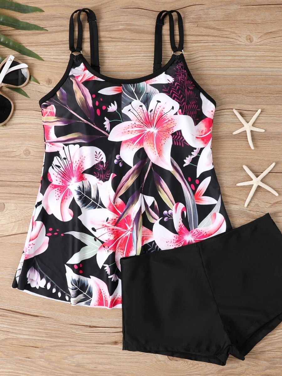 Γυναικείο Τανκίνι 2 Κομμάτια Μαγιό Σορτσάκι Έλεγχος Κοιλιάς Ψηλόμεσο Λεπτό Χωρίς Πλάτη Θέρετρο Παραλίας Ombre Λουλούδια U Λαιμός Αμάνικο Μαγιό 2026 - $33.99 –P3