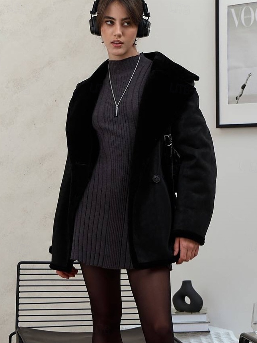 Dámské Svetrové šaty Elegantní Na běžné nošení Měkké Čistá barva Rýhovaný Tričkový Pletený Dlouhý rukáv Dlouhé topy Plést Venkovní Denní Víkend Černá Fialová Podzim Zima 2026 - $43.99 –P7