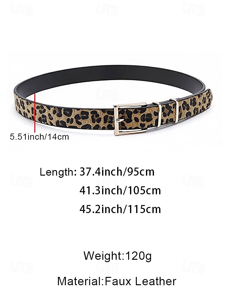 2026年 女性用ヒョウ柄ベルト - ファッショナブルなフェイクレザー素材、複数のカラーオプション、休日の服装やカジュアルな服装に最適  コレクション – $14.99 –P7
