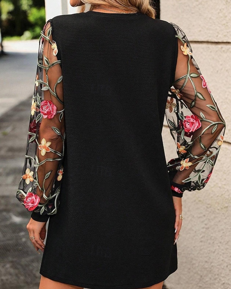 Women's Mini Dress Casual Dress T Shirt Dress Tee Dress Print Dress Modern Daily Outdoor Vacation Regular Fit Floral Long Sleeve Crew Neck Blue Black Apricot Summer Spring 2026 - $26.99 –P5