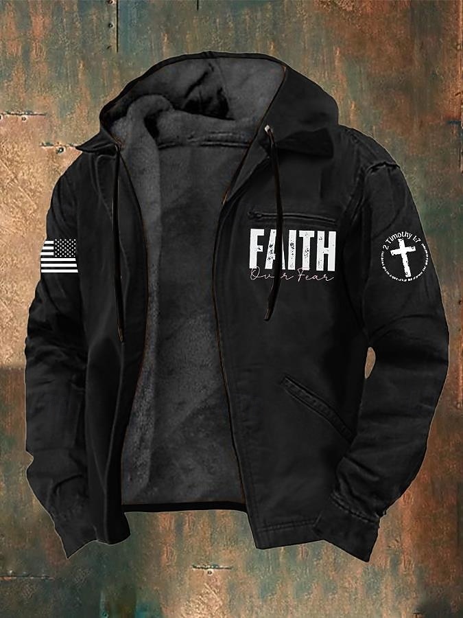 Per uomo Felpa con cappuccio a zip intera Giacca in Pile Felpa con cappuccio in pile Nero Marrone Con Cappuccio Croce Bandiera Americana Fede Tasca Stampato Casuale Quotidiano Uscire Poliestere del 2026 a $62.99 –P2