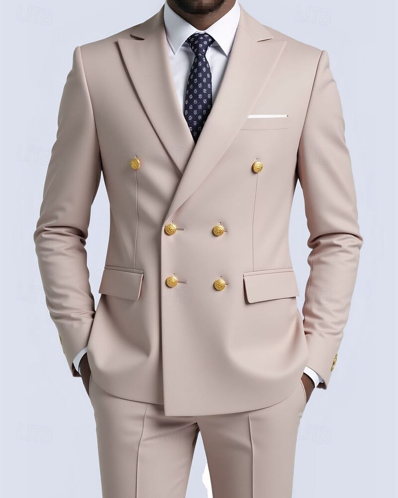 Herre Blazer + kjolebukser Blazer drakter Virksomhet Cocktailfest Bryllupsfest 2 deler Mote Fritid Vår Høst Polyester عادي Lomme Knapper Bekvem Dobbeltkneppet Blazer Blå Mørkegrå Svart Hvit 2025 - $114.99 –P6