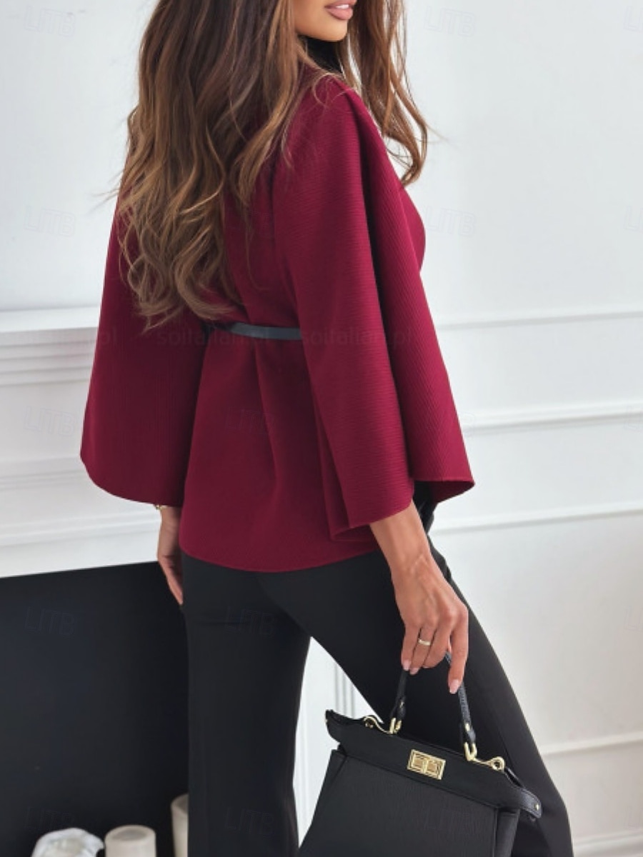 Dámské Plášť / pláštěnky Pohodlné Prodyšné S páskem Elegantní Na běžné nošení Bez vzoru Dovolená ulice Ležérní Denní nošení Pullover Standardní Stojáček Volný Dlouhý rukáv Svrchní oděvy Černá Fialov 2026 - $41.99 –P6