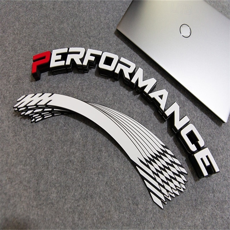 8 قطع/مجموعة ملصقات ديكور لإطارات السيارات ضبط السيارة ملصقات ثلاثية الأبعاد دائمة من مادة البولي فينيل كلوريد ملصقات حروف تسمية السيارات للأداء 2025 - $22.99 –P6