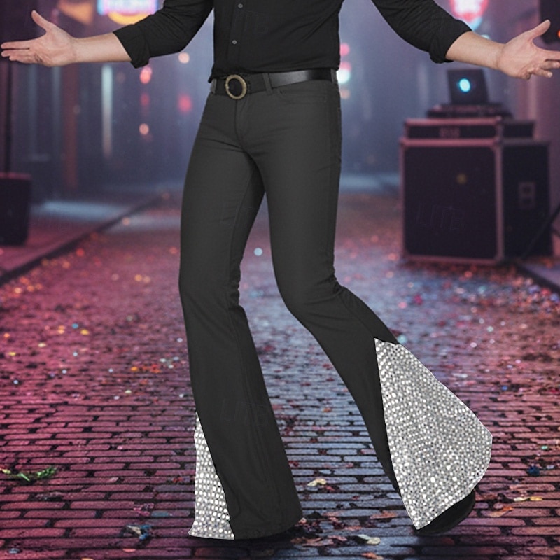 Муж. Штаны Костюм Беллое дно Расклешенные брюки Брюки для выпускного Пэчворк Блестящий металл Полотняное плетение Комфорт Полная длина Для вечеринок Бизнес Повседневные Мода Уличный стиль 2026 - $26.99 –P11