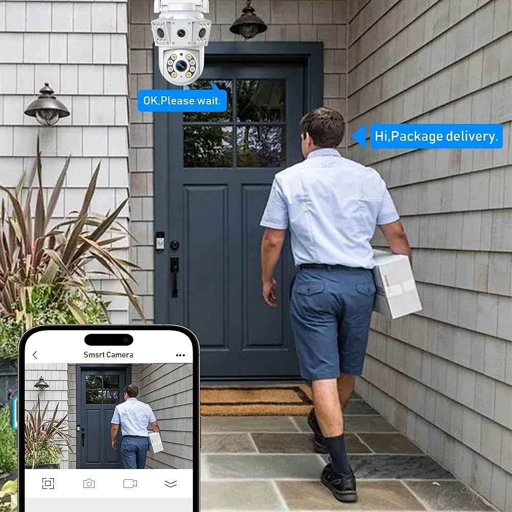 IP-камера с двумя объективами, полноцветная, ночное видение, обнаружение движения, двусторонняя голосовая беспроводная камера, наружная, внутренняя, домашняя охранная интеллектуальная Wi-Fi PTZ-камера 2025 - $41.99 –P4