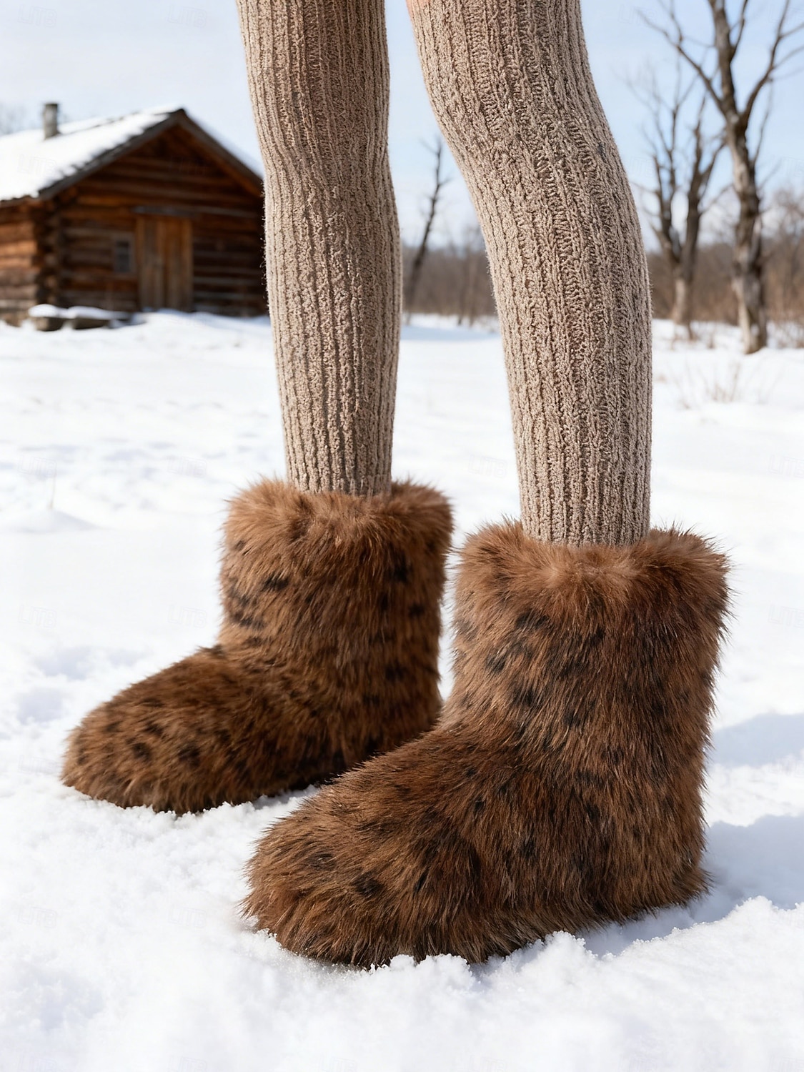 Women's Leopard Print Faux Fur Snow Boots - Cozy Winter Booties with Soft Faux Fur Lining, Stylish and Warm for Cold Weather and Outdoor Activities 2025 - $29.99 –P3