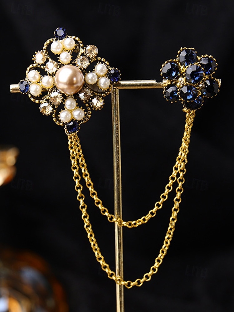 Men's Christmas Brooch Set - Elegant Alloy Material with Multi-Colored Gems and Pearls, Festive Chain Design for Suits, Parties and Holiday Occasions 2026 - $9.99 –P6