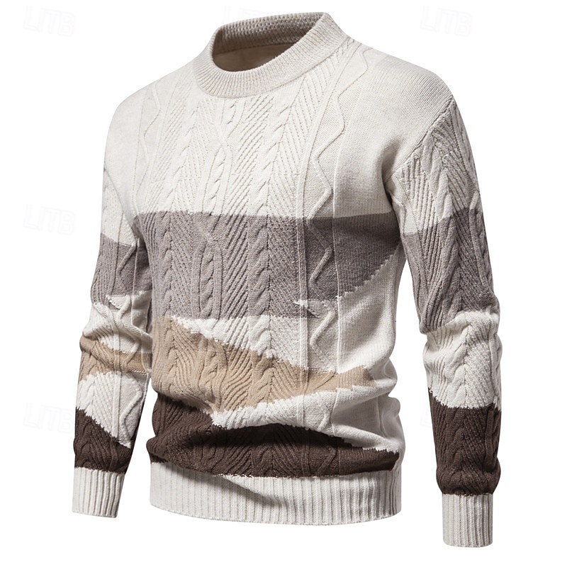 Per uomo Maglione Jacquard Felpa Maglione A Coste Treccia Maglia Top Regolari Patchwork Blocco di colore Semplice Girocollo Maglieria Contemporaneo Casuale Abbigliamento quotidiano Abbigliamento del 2026 a $39.99 –P3