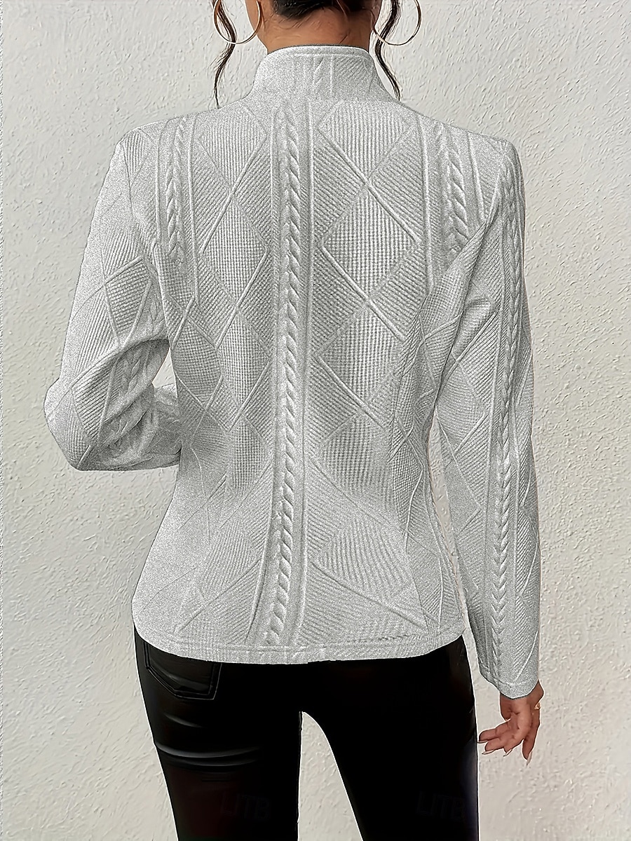 Mujer chaqueta Cómodo Transpirable Bolsillo Casual Plano Oficina Calle Casual Ropa Cotidiana Botonadura Simple Regular Escote Chino Ajuste regular Manga Larga Ropa de calle Blanco Rosa Albaricoque 2026 - $32.99 –P13