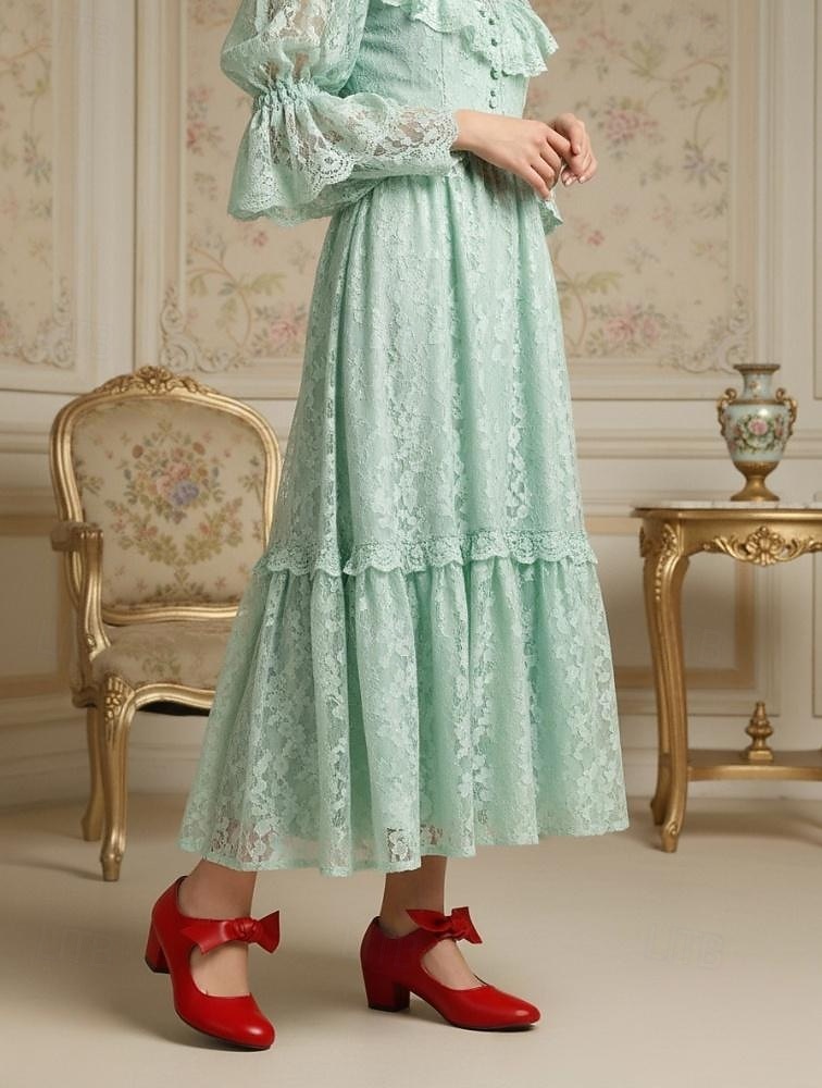 Sapatos Mary Jane femininos vintage dos anos 1950 em couro sintético verde com detalhe de laço - estilo retrô elegante, perfeitos para eventos vitorianos e eduardianos e reuniões formais. de 2026 por $54.99 –P2