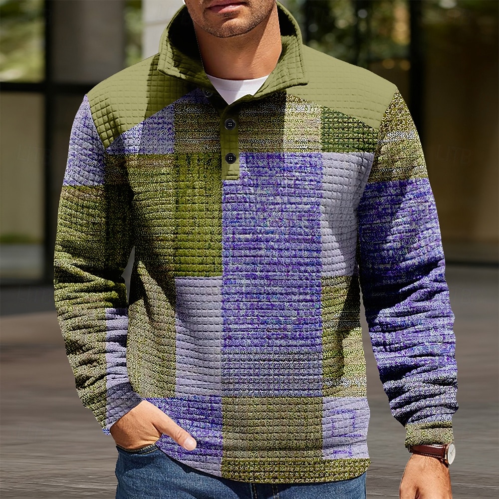 Miesten Geometrinen Skottiruutukuvio Vohveli College Päivittäin Klassinen Vapaa-aika Stand-kaula-aukko ulko- Koti Työ Lahja Sininen Keltainen Purppura Harmaa Napit Syksy Talvi Suunnittelija S M L XL 2026 - $28.99 –P2