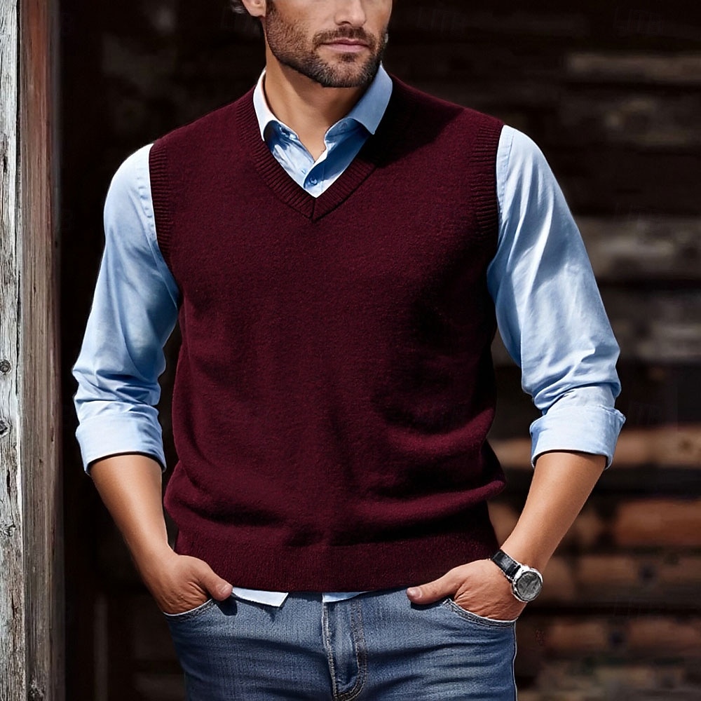 Homme Pull de Noël Chandails de Noël Pull Gilet pull de Noël Robe pull Côtelé Tricoter Hauts Réguliers Tricoté Uni Col en V Mode Occasionnel Vacances Tenue quotidienne Vêtement Tenue Automne & Hiver de 2026 ? $13.99 –P1