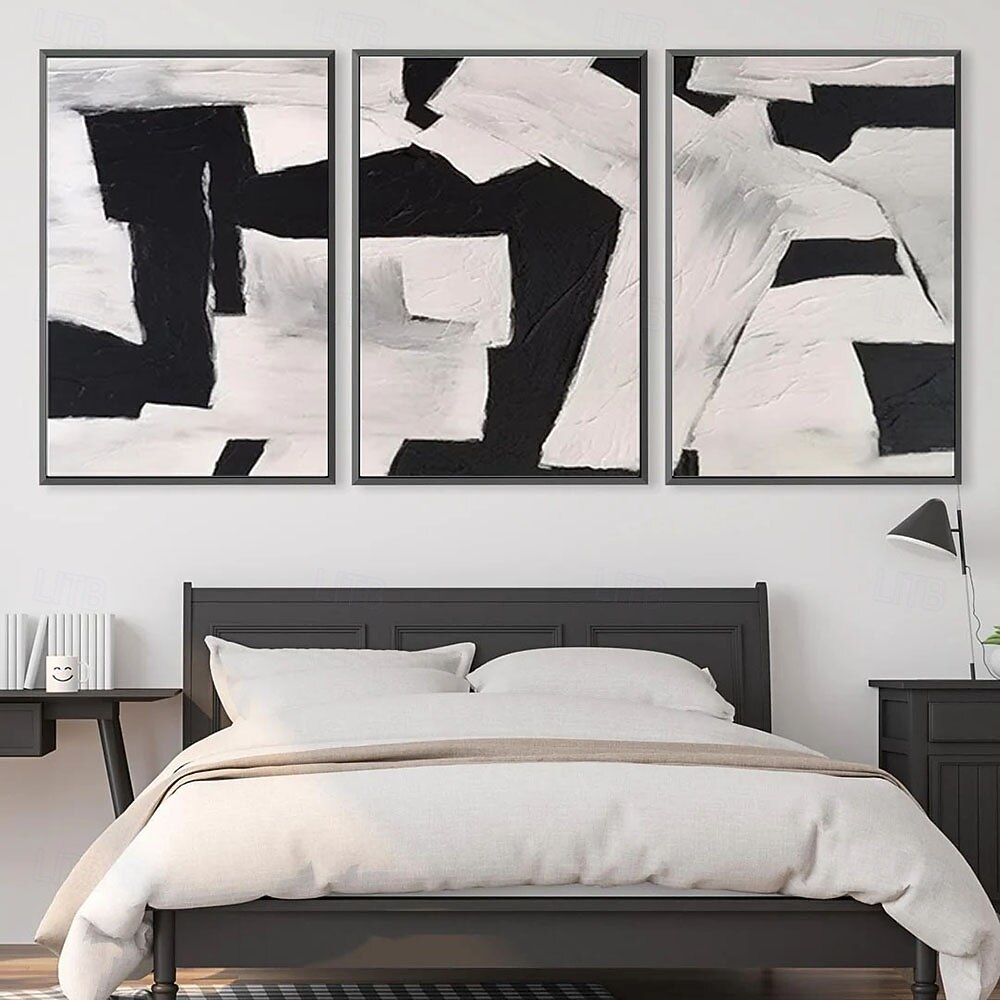 2026年 手描きの油絵、黒、グレー、白、モダン、抽象、キャンバスの油絵、ミニマリスト、テクスチャ、壁アート、手作りの絵画、リビングルーム、壁アート、ホームデコレーション  コレクション – $88.99 –P2