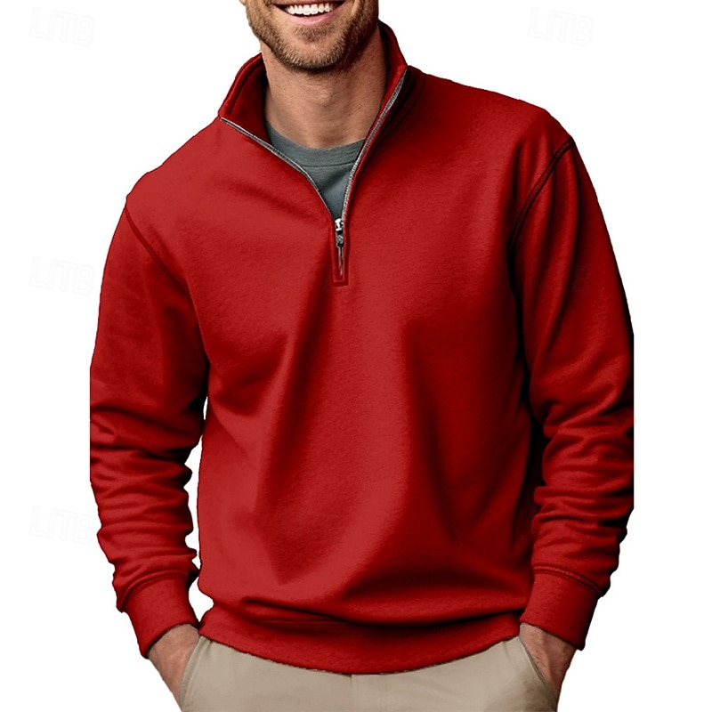 Voor heren Polo Poloshirts Vakantie Straat Kwart ritssluiting Lange mouw Modieus Basic Effen Lente Herfst Getailleerd blauw Zwart Wit Groen Lichtgroen Polo 2026 - $31.99 –P5