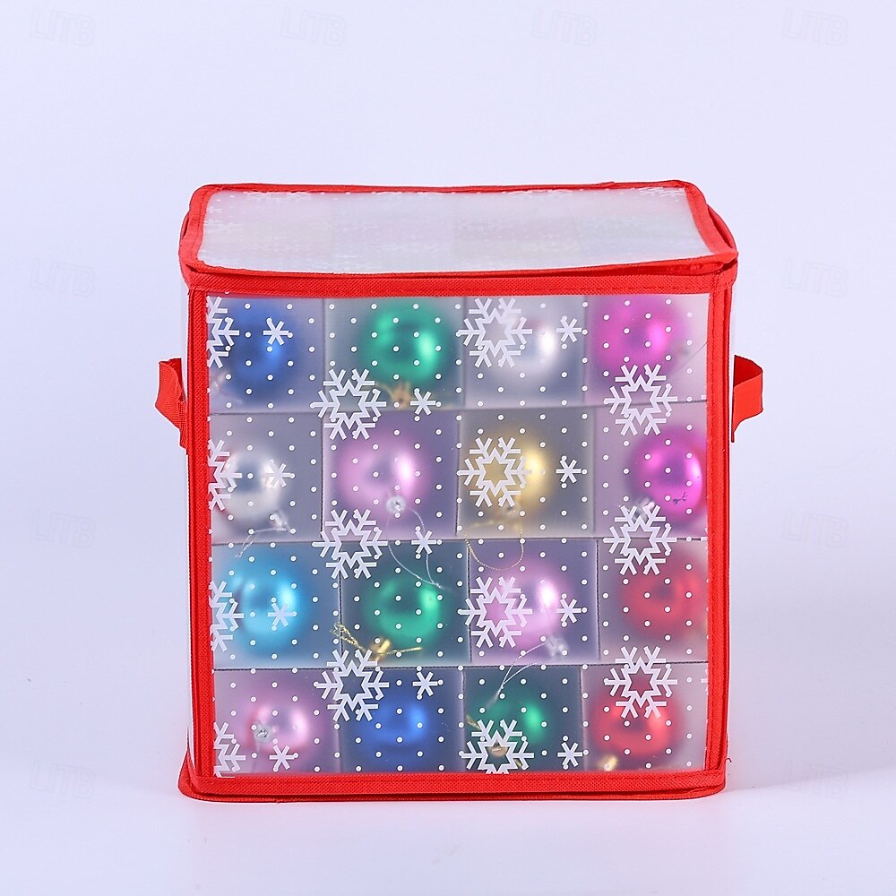 Kerstversieringsdoos met 64 compartimenten, 12x12x12 inch kerstopbergdozen, ornamentorganizer met rits en handgrepen, geschikt voor vakantiedecoraties, sieraden en cadeaus 2026 - $20.99 –P7