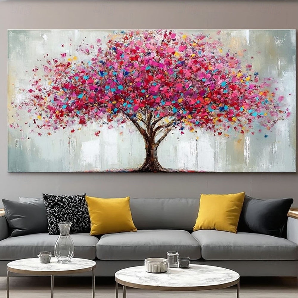 handmade Colorful Abstract Tree Painting On Canvas 3D Textured tree ...