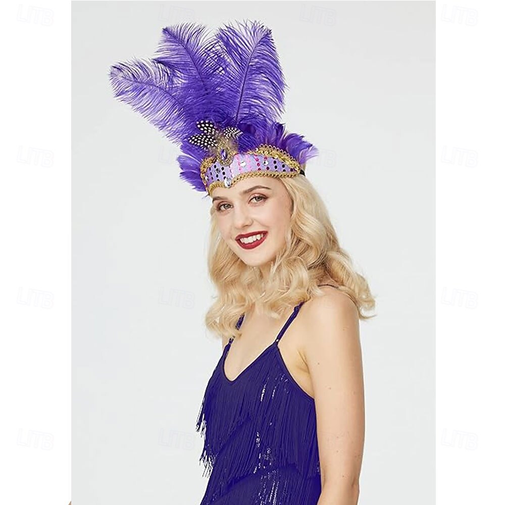 Καραβάλι 2026 Ρίο Καρναβάλι Σαμπού Αξεσουάρ Μωβ Φτερό Χορευτή Κεφαλής για Γυναίκες - Κεφαλοδέτης με Ρινόστον - Κοστούμι Χορευτή Καρναβαλιού Μαρντί Γκρας Κόστος Παρουσίας Φεστιβάλ Βραζιλίας 2026 - $16.49 –P2