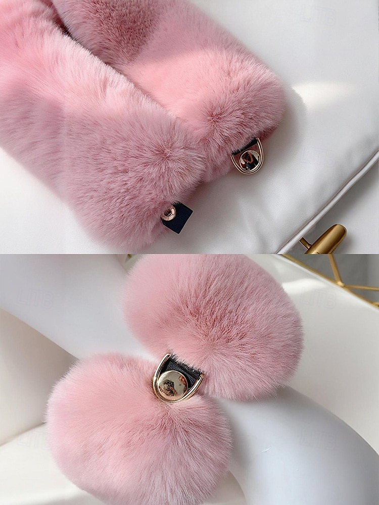 Dámský vánoční šátek s umělou kožešinou, měkký a útulný, dostupný v červené, bílé a několika dalších barvách – perfektní vánoční dárek 2026 - $14.99 –P4