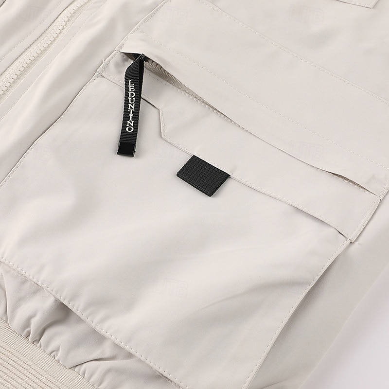 Homme Veste Légère Veste Cargo Veste Décontractée Vacances Quotidien Résistant à l'usure Avec Poches Automne Hiver Uni Mode Classique Col montant Régulier Noir Jaune Orange Bleu de minuit Beige Veste de 2025 ? $53.99 –P12