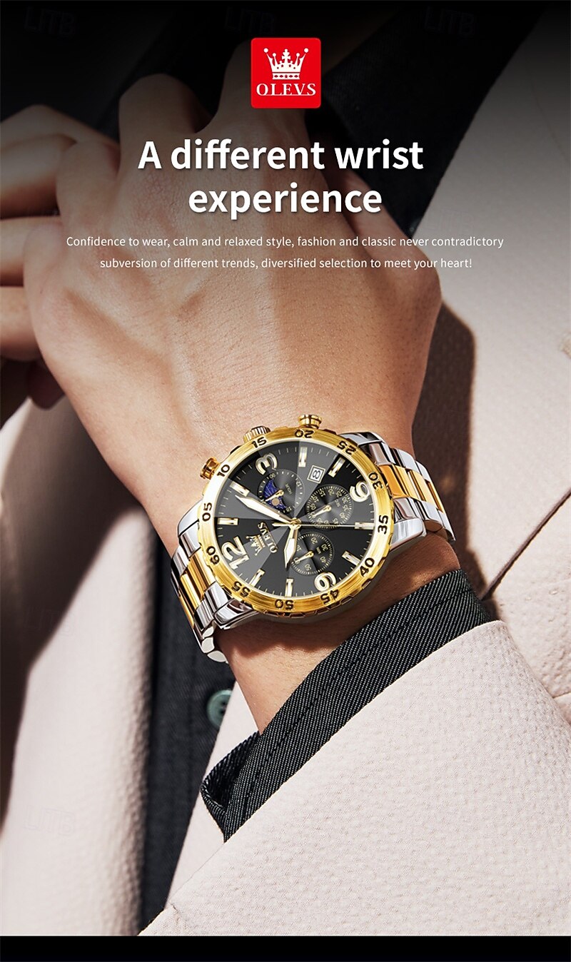 The New Olevs Men'S Business Watch Features A Luminous Moon Phase Calendar Small Three-Hand Multi-Functional Digital Large Dial Quartz Watch Which Is A Fashionable Casual Waterproof And Sporty Me 2025 - $34.99 –P14