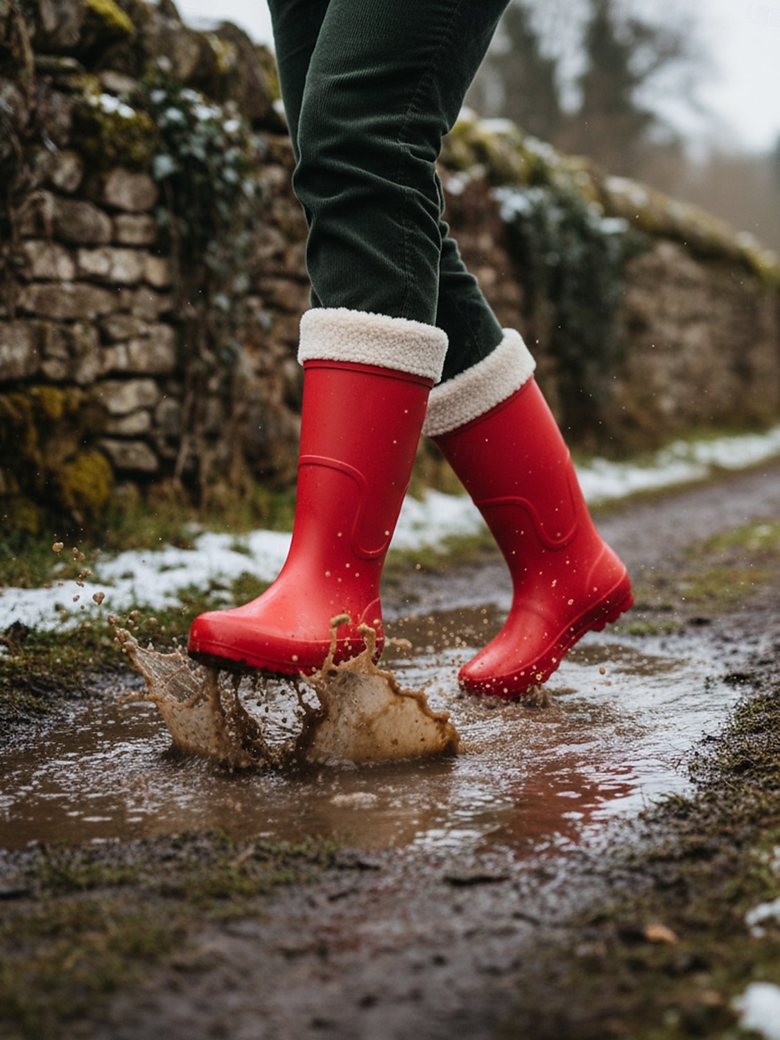 Bottes de pluie rouges imperméables pour femmes avec revers amovible en fausse fourrure – des chaussures résistantes et élégantes pour les intempéries, les aventures en plein air et les activités de jardinage. de 2026 ? $46.99 –P5