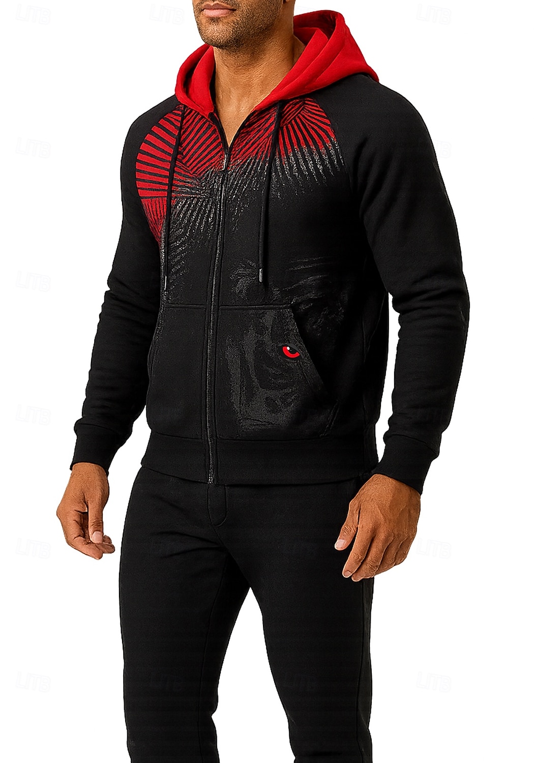 Homens Moletom Agasalho de 2 peças Conjuntos de moletom Com Cordão Zip Up Animal Modelado Conjunto de roupa atlética Conjunto de roupa Conjuntos Outono Preto Vocação Exterior Viagem Leve Da Moda de 2025 por $41.99 –P3