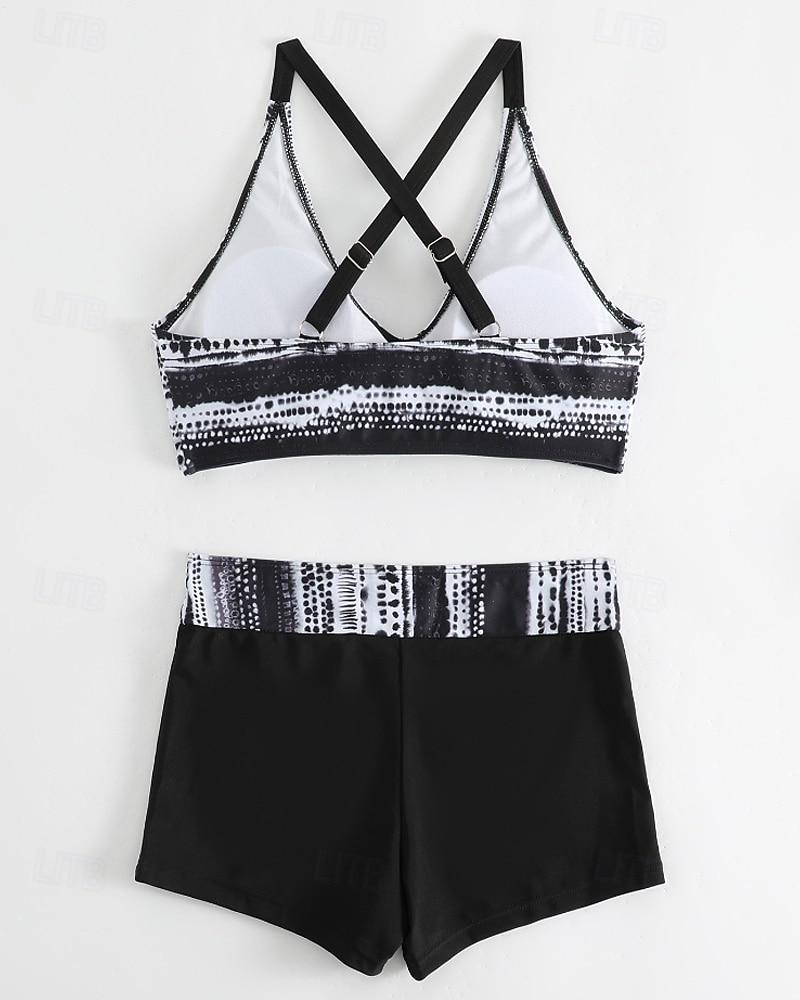 Women's Swimwear 2 Piece Shorts Swimsuit Backless Vacation Beach Wear Geometic V Neck Sleeveless Bathing Suits 2026 - $24.99 –P12