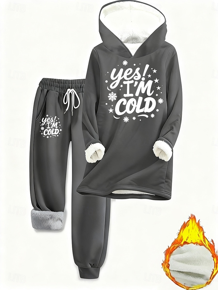 Mulheres Diário à moda Conjuntos de duas peças Moletom Conjuntos de calças Manga Longa Com Capuz Gráfico Letra Com Cordão Imprimir Casual Diário Azul Preto Rosa Outono Ajuste Largo de 2025 por $51.99 –P5