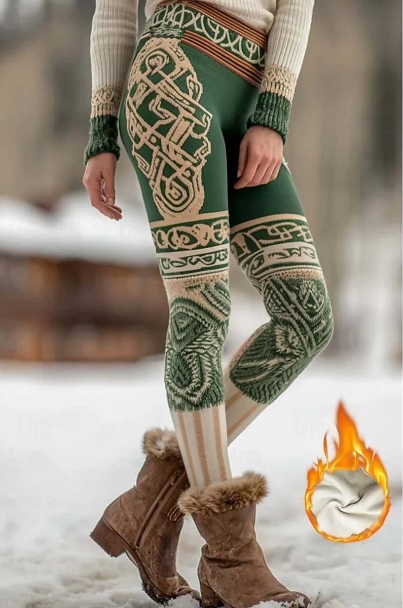 Legginguri fleece căptușite pentru femei Viking Boho Vacanță Vintage Stil etnic Lungime întreagă Talie înaltă Model geometric Print 3D Termic Cald Antivânt Confortabil Elastic Acasă Zilnic Galben Mov 2026 - $21.99 –P1