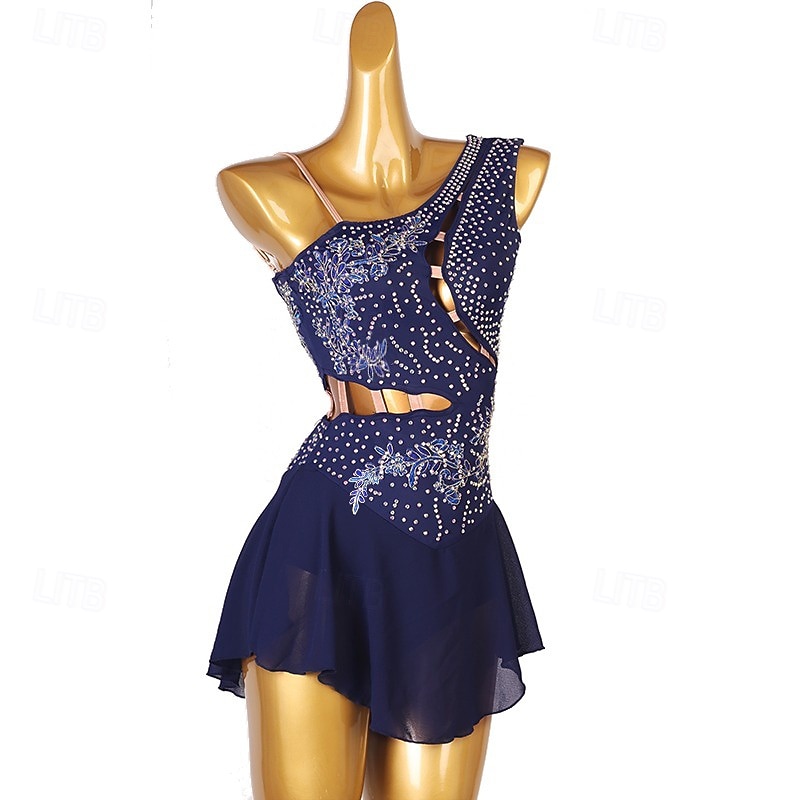 Vestito da pattinaggio artistico Per donna Da ragazza Pattinaggio sul ghiaccio Vestiti Completi Bianco Blu marino scuro Rosso Floreale Scollatura posteriore Retato Elastene Elevata elasticità del 2026 a $118.99 –P2