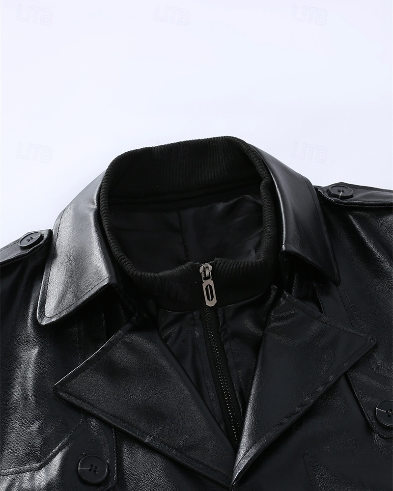 Ανδρικά Jeci Piele Μπουφάν Biker Μπουφάν μοτοσικλέτας Διακοπές Καθημερινά Αντιανεμικό Διατηρείτε Ζεστό Τσέπη Φθινόπωρο Χειμώνας Σκέτο Μοντέρνα Κλασσικό Πέτο Μακρύ Μαύρο Σακάκια 2026 - $102.99 –P4