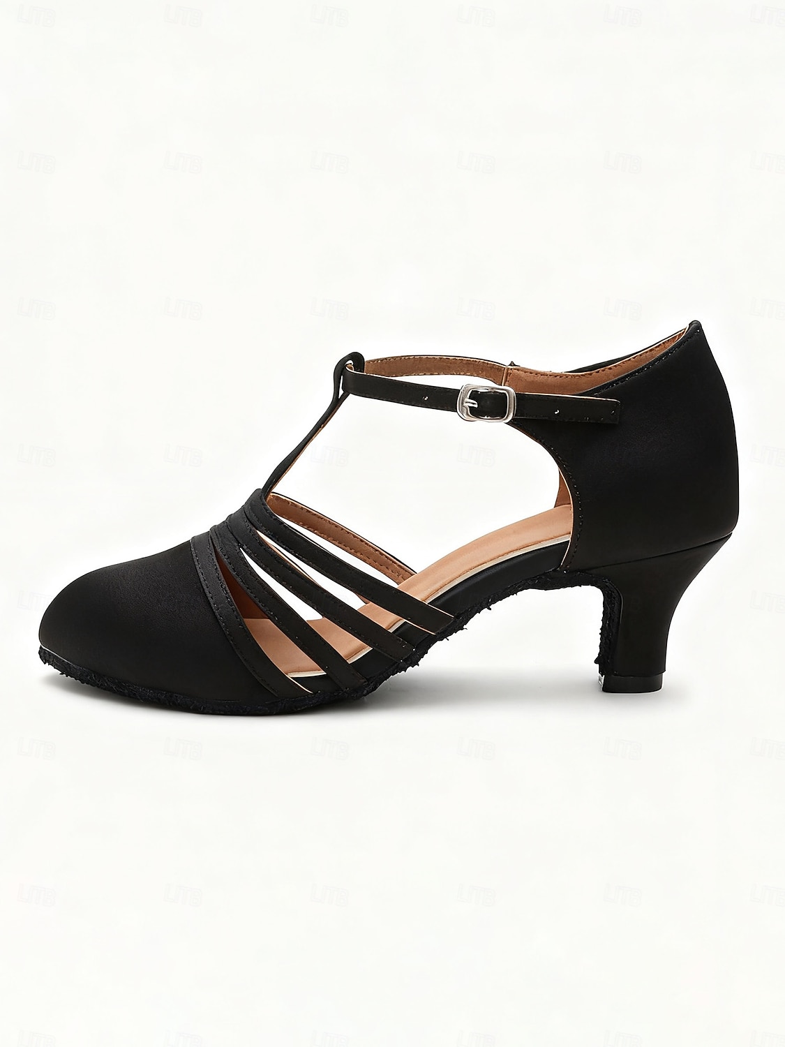Chaussures de danse latine noires en satin pour femmes - chaussures professionnelles de tango et salsa de salon, avec bride en T et petits talons, idéales pour la scène ou l'entraînement. de 2026 ? $34.99 –P4