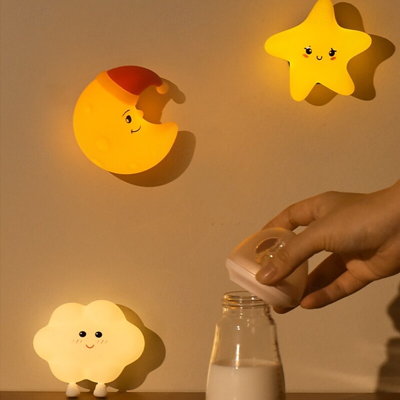 Star Moon Cloud Light Rechargeable Sleep Companion Night Light Silicone Patting Light Bedroom Bedhead Cute Atmosphere Light 2026 - $15.99 –P3