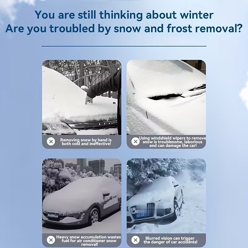 Přenosná lopata na sníh s otočením o 360° do auta, víceúčelová škrabka na led s robustní konstrukcí, zimní nástroj na odklízení sněhu z oken aut, venkovní použití a sněžné skútry 2025 - $22.99 –P3