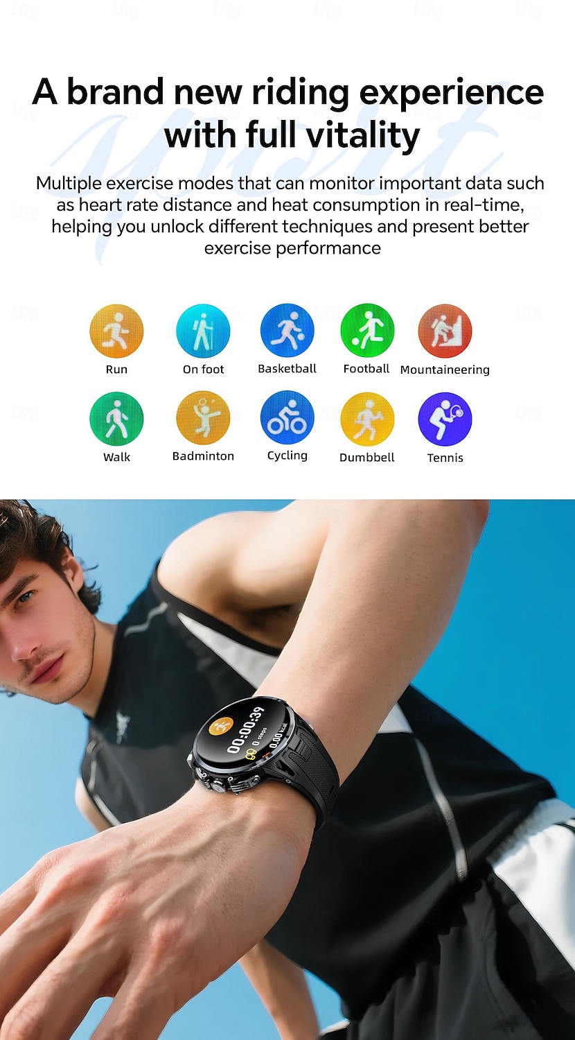 Relógio inteligente Lokmat Appllp 4 Pro de 1,75 polegadas com 4G LTE, pedômetro, lembrete de chamadas, monitor de sono, compatível com Android e iOS, unissex, GPS, IPX-1, caixa de 50 mm. de 2026 por $213.09 –P7