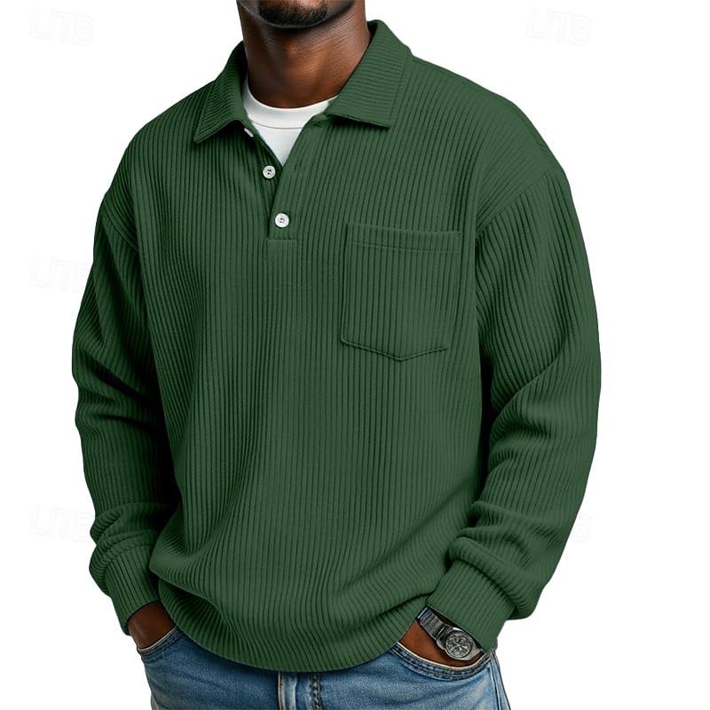 Hombre Camisa de Pana Con Texturas Casual Deportes Diseño Manga Larga Moda Básico Bloque de color Bolsillo Botones Otoño Primavera & Otoño Otoño invierno Ajuste regular Negro Gris Azul Claro Azul 2026 - $25.99 –P5