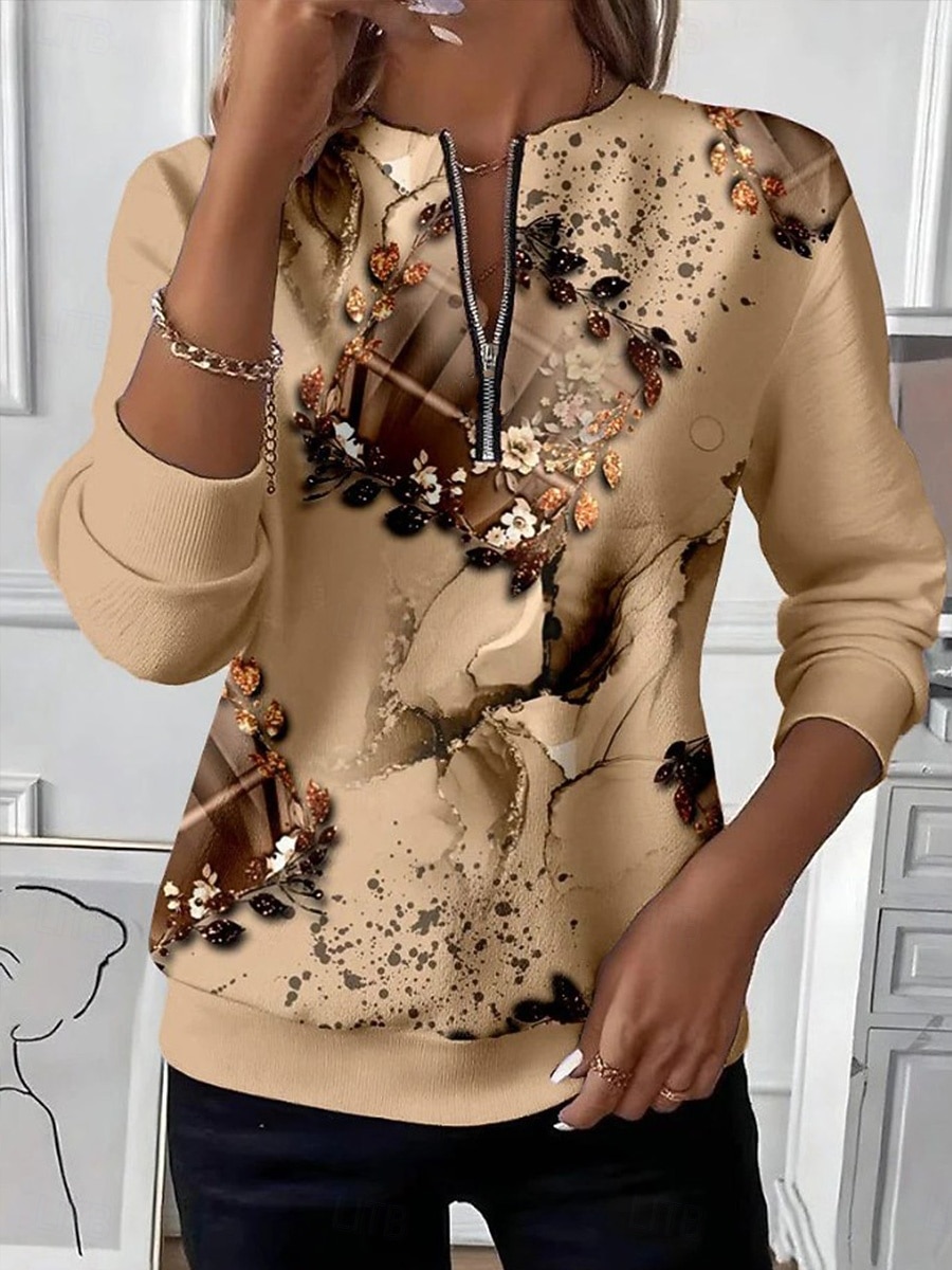 Per donna Felpe con cerniera Patchwork Cerniera Stampato Grafico Astratto Moda Casual Manica Lunga Girocollo Top Regolari Casuale Streetwear Abbigliamento Quotidiano Nero Giallo Autunno Inverno del 2026 a $27.99 –P2