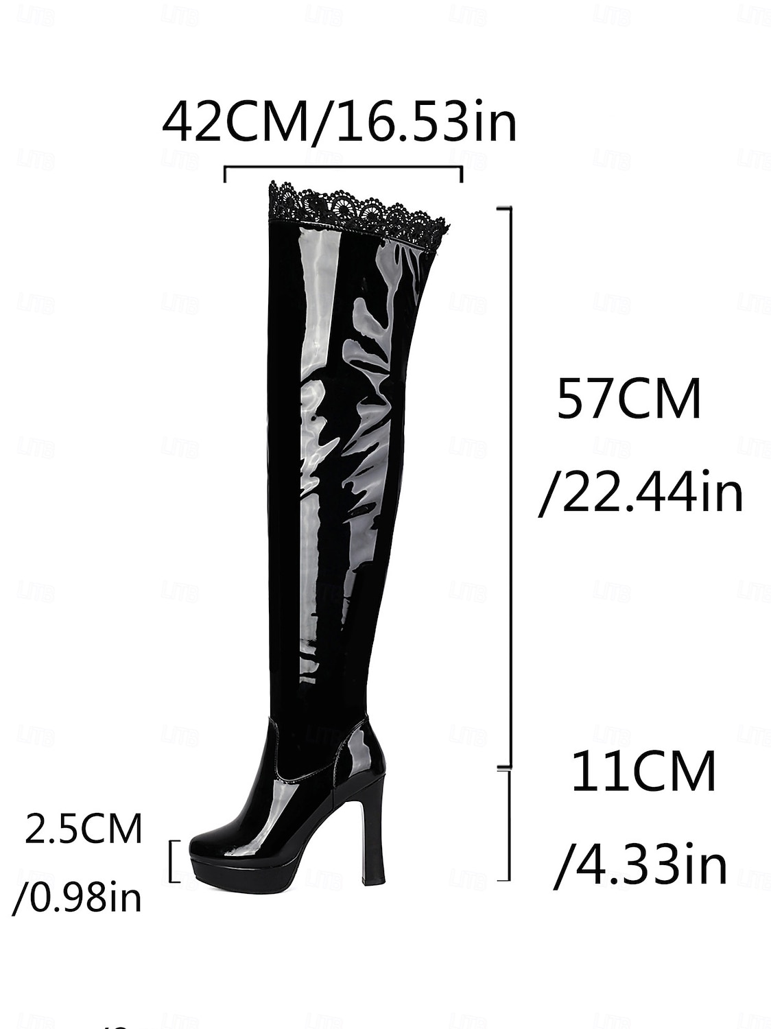 stivali sopra il ginocchio in vernice da donna - stivali alti fino alla coscia con plateau e tacco alto e rifiniture in pizzo, calzature sexy per la sera, feste e abbigliamento da discoteca del 2026 a $79.99 –P1